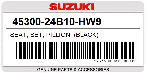 Suzuki 45300-24B10-HW9 Seat, Set, Pillion, (Black)