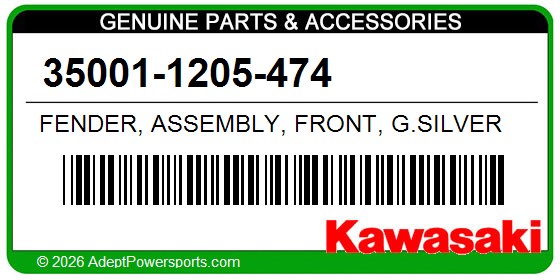 Kawasaki 35001-1205-474 Fender, Assembly, Front, G.Silver