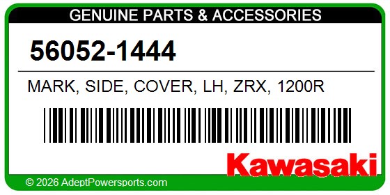 Kawasaki 56052-1444 Mark, Side, Cover, Lh, Zrx, 1200R