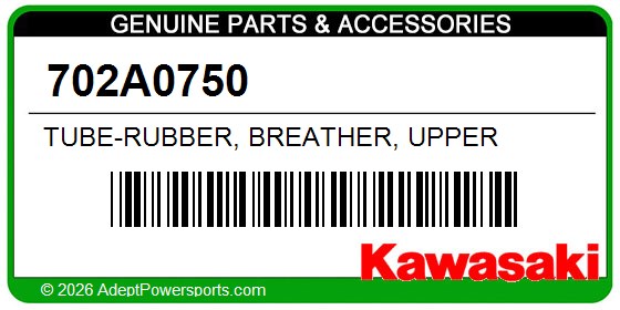 Kawasaki 702A0750 Tube-Rubber, Breather, Upper