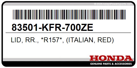 Honda 83501-KFR-700ZE Lid, Rr., *R157*, (Italian, Red)
