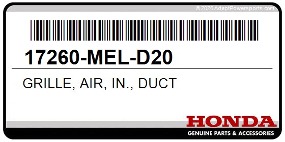 Honda 17260-MEL-D20 Grille, Air, In., Duct