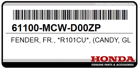 Honda 61100-MCW-D00ZP Fender, Fr., *R101cu*, (Candy, Glory, Red-U)
