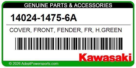 Kawasaki 14024-1475-6A Cover, Front, Fender, Fr, H.Green