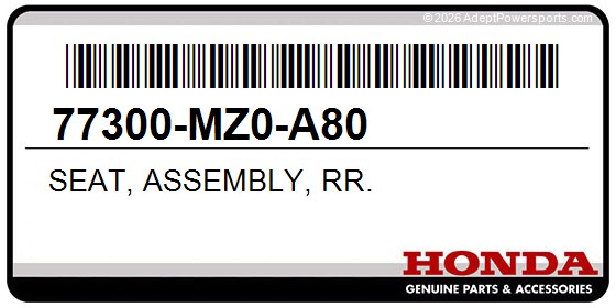 Honda 77300-MZ0-A80 Seat, Assembly, Rr.