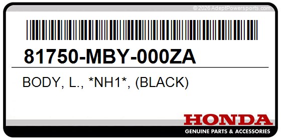 Honda 81750-MBY-000ZA Body, L., *Nh1*, (Black)