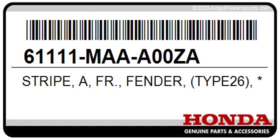 Honda 61111-MAA-A00ZA Stripe, A, Fr., Fender, (Type26), *R191a*, (American, Red)