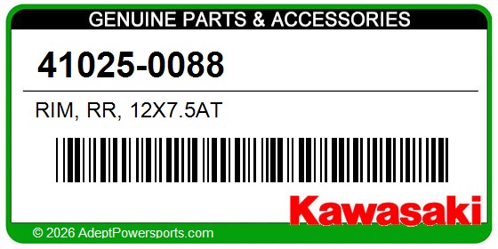 Kawasaki 41025-0088 Rim, Rr, 12X7.5At