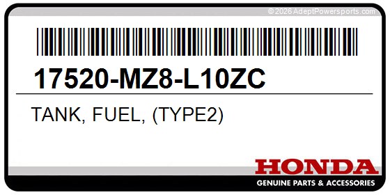 Honda 17520-MZ8-L10ZC Tank, Fuel, (Type2)