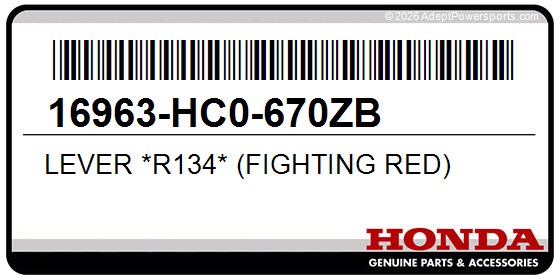 Honda 16963-HC0-670ZB Lever *R134* (Fighting Red)