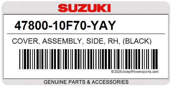 Suzuki 47800-10F70-YAY Cover, Assembly, Side, Rh, (Black)