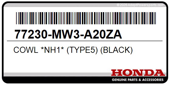 Honda 77230-MW3-A20ZA Cowl *Nh1* (Type5) (Black)