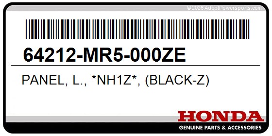 Honda 64212-MR5-000ZE Panel, L., *Nh1z*, (Black-Z)