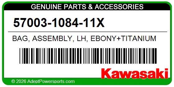 Kawasaki 57003-1084-11X Bag, Assembly, Lh, Ebony+Titanium