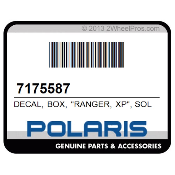 Polaris 7175587 Decal, Box, "Ranger, Xp", Solar, Red, Lh, [Ar]