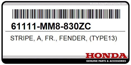 Honda 61111-MM8-830ZC Stripe, A, Fr., Fender, (Type13)
