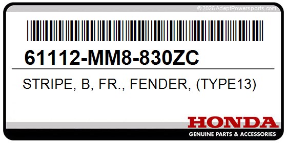 Honda 61112-MM8-830ZC Stripe, B, Fr., Fender, (Type13)
