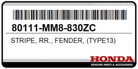 Honda 80111-MM8-830ZC Stripe, Rr., Fender, (Type13)