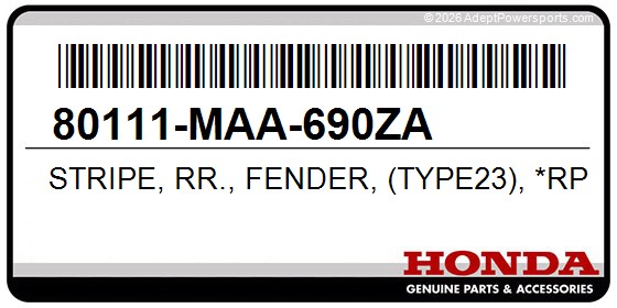 Honda 80111-MAA-690ZA Stripe, Rr., Fender, (Type23), *Rp151a*, (Pearl, Royal, Magenta)