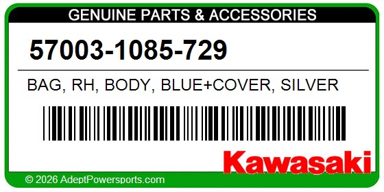 Kawasaki 57003-1085-729 Bag, Rh, Body, Blue+Cover, Silver
