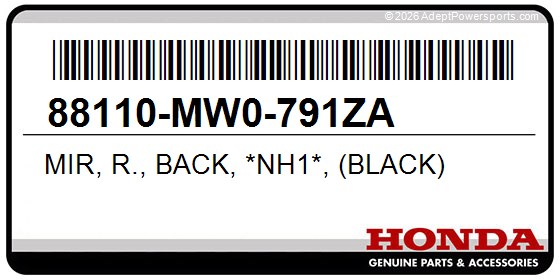 Honda 88110-MW0-791ZA Mir, R., Back, *Nh1*, (Black)