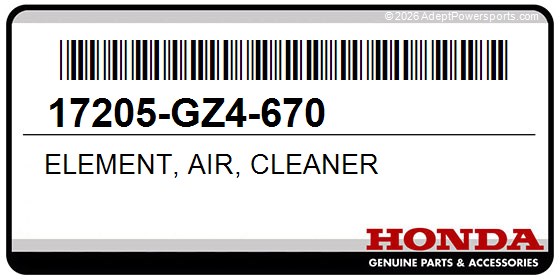 Honda 17205-GZ4-670 Element, Air, Cleaner