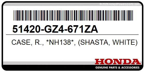 Honda 51420-GZ4-671ZA Case, R., *Nh138*, (Shasta, White)