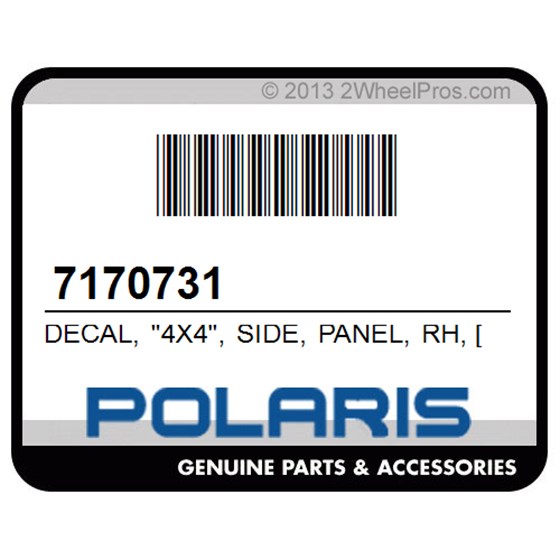 Polaris 7170731 Decal, "4X4", Side, Panel, Rh, [Aa]