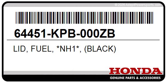Honda 64451-KPB-000ZB Lid, Fuel, *Nh1*, (Black)