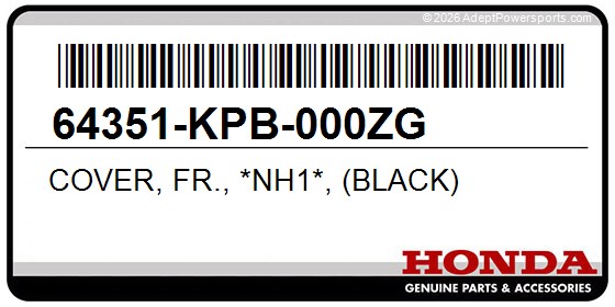 Honda 64351-KPB-000ZG Cover, Fr., *Nh1*, (Black)