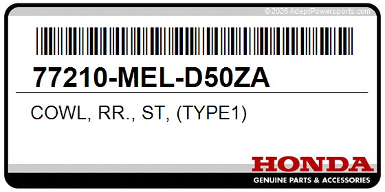 Honda 77210-MEL-D50ZA Cowl, Rr., St, (Type1)