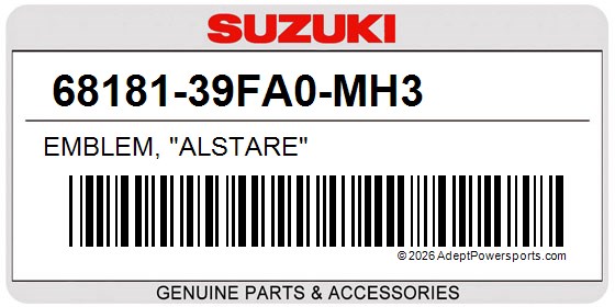 Suzuki 68181-39FA0-MH3 Emblem, "Alstare"