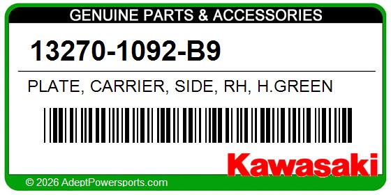 Kawasaki 13270-1092-B9 Plate, Carrier, Side, Rh, H.Green