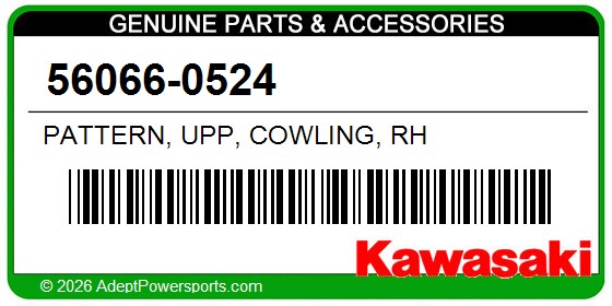 Kawasaki 56066-0524 Pattern, Upp, Cowling, Rh