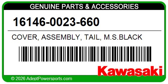 Kawasaki 16146-0023-660 Cover, Assembly, Tail, M.S.Black