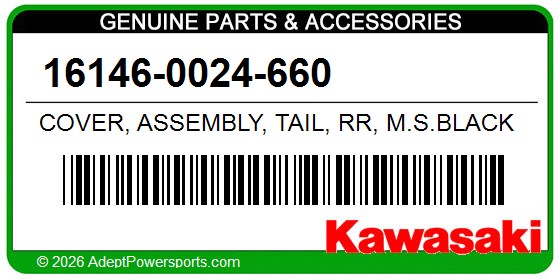 Kawasaki 16146-0024-660 Cover, Assembly, Tail, Rr, M.S.Black