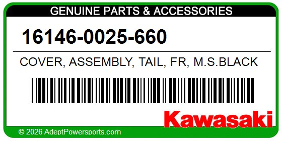Kawasaki 16146-0025-660 Cover, Assembly, Tail, Fr, M.S.Black