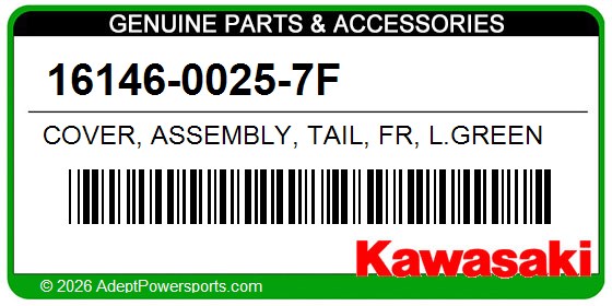 Kawasaki 16146-0025-7F Cover, Assembly, Tail, Fr, L.Green