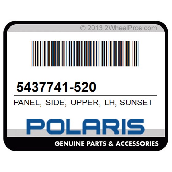 Polaris 5437741-520 Panel, Side, Upper, Lh, Sunset, Red, [Al]