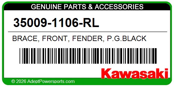 Kawasaki 35009-1106-RL Brace, Front, Fender, P.G.Black