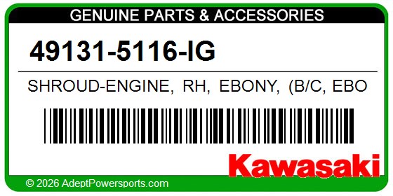 Kawasaki 49131-5116-IG Shroud-Engine, Rh, Ebony, (B/C, Ebony-Blue)
