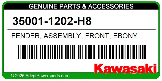 Kawasaki 35001-1202-H8 Fender, Assembly, Front, Ebony