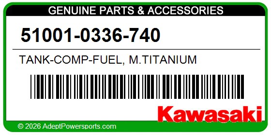 Kawasaki 51001-0336-740 Tank-Comp-Fuel, M.Titanium