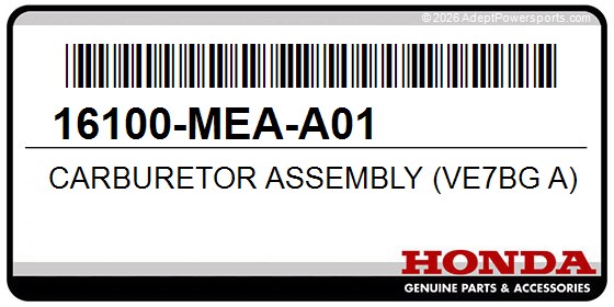 Honda 16100-MEA-A01 Carburetor Assembly (Ve7bg A)