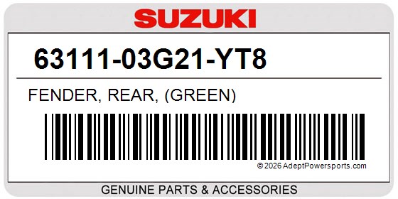Suzuki 63111-03G21-YT8 Fender, Rear, (Green)