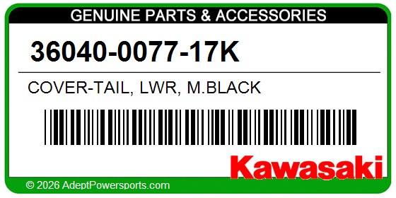 Kawasaki 36040-0077-17K Cover-Tail, Lwr, M.Black