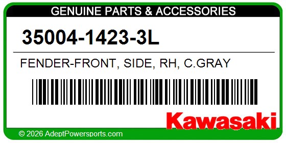 Kawasaki 35004-1423-3L Fender-Front, Side, Rh, C.Gray