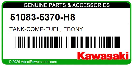 Kawasaki 51083-5370-H8 Tank-Comp-Fuel, Ebony