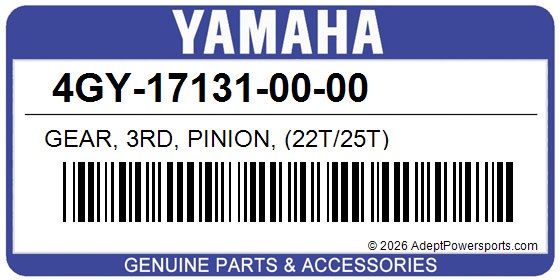 Yamaha 4GY-17131-00-00 Gear, 3Rd, Pinion, (22T/25T)
