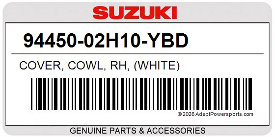 Suzuki 94450-02H10-YBD Cover, Cowl, Rh, (White)